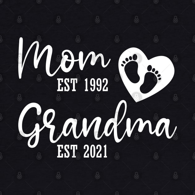 Mom est 1992 grandma est 2021 shirt, mother's day gift ideas, mothers day gifts, baby heart 2021 trending tees, white version by Modern Art